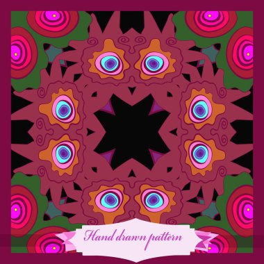 Çiçek dairesel desenli kart, sadece vektör illüstrasyon