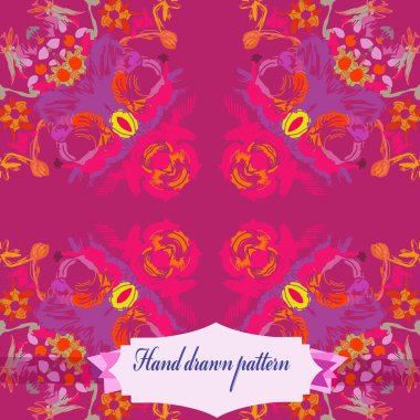 Çiçek renkli motifdairesel dikişsiz desen