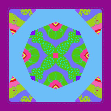 Çiçek dairesel desenli kart, sadece vektör illüstrasyon