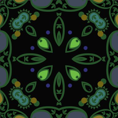 Spiralli oryantal motifin dairesel dikişsiz deseni 