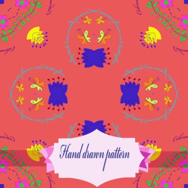 Çiçek motifli dairesel dikişsiz desen, fotokopi alanı