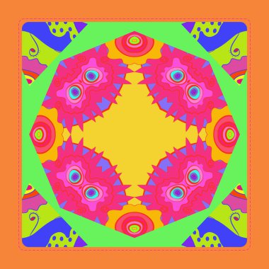 Çiçek motifli dairesel dikişsiz desen, fotokopi alanı