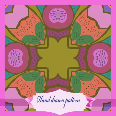 Renkli çiçek dairesel desen kartı