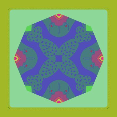 Yuvarlak bir dikdörtgen üzerinde renkli çiçek motifi Kartı. 