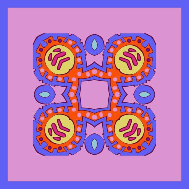 Renkli dairesel desenli kart. Elle çizilmiş.