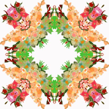 Renkli çiçek motifinin dairesel dikişsiz deseni