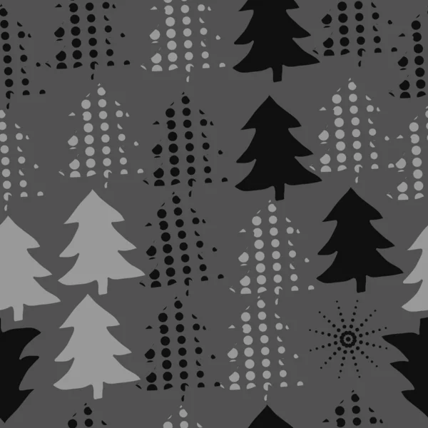 Reihe Von Weihnachtsbäumen Mit Punkten — Stockvektor