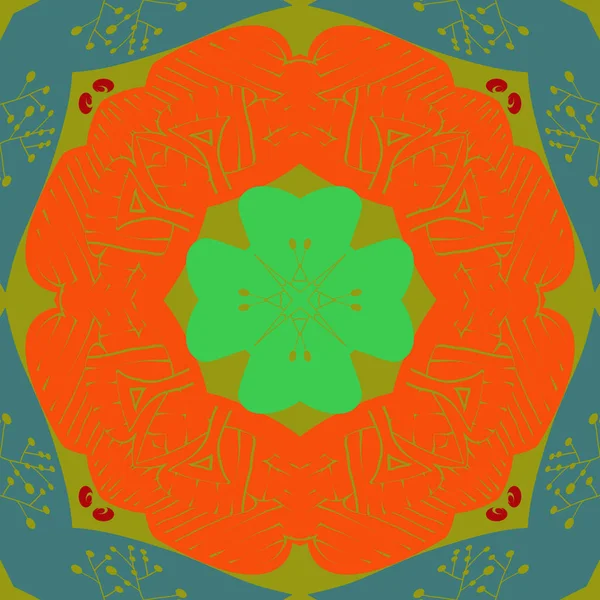 Kreisförmige Nahtlose Muster Von Farbigen Floralen Motiv — Stockvektor
