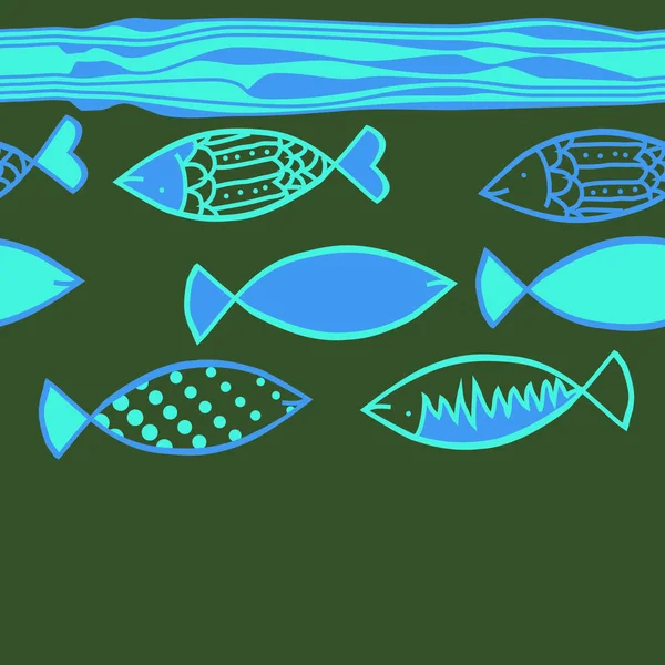 Бесшовный Набор Рыб Заднем Плане — стоковый вектор