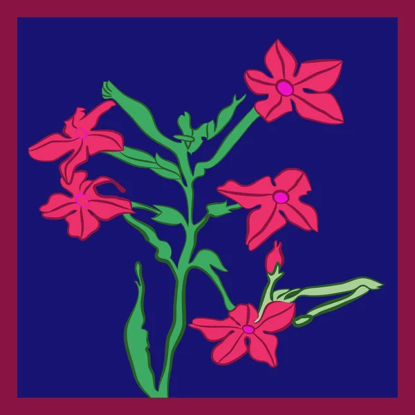 花や葉の色付きの枝を持つカード 単にベクトルイラスト — ストックベクタ