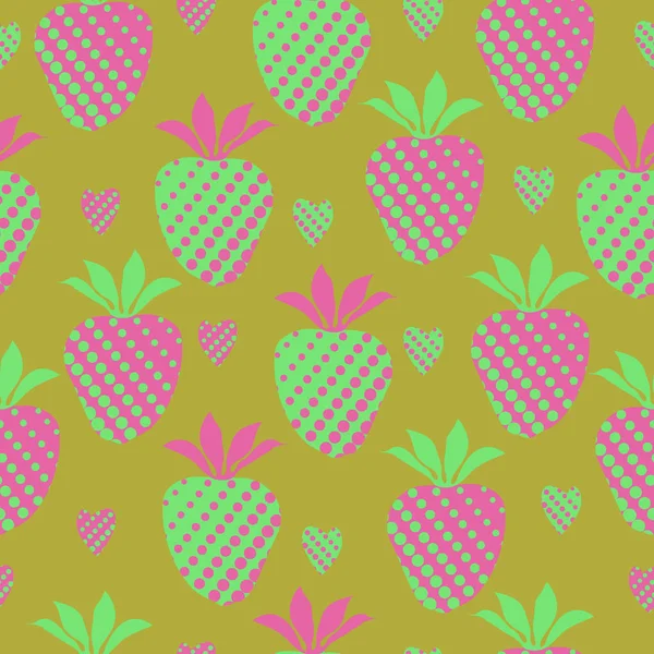 Patrón Sin Costuras Con Fresas Colores — Vector de stock