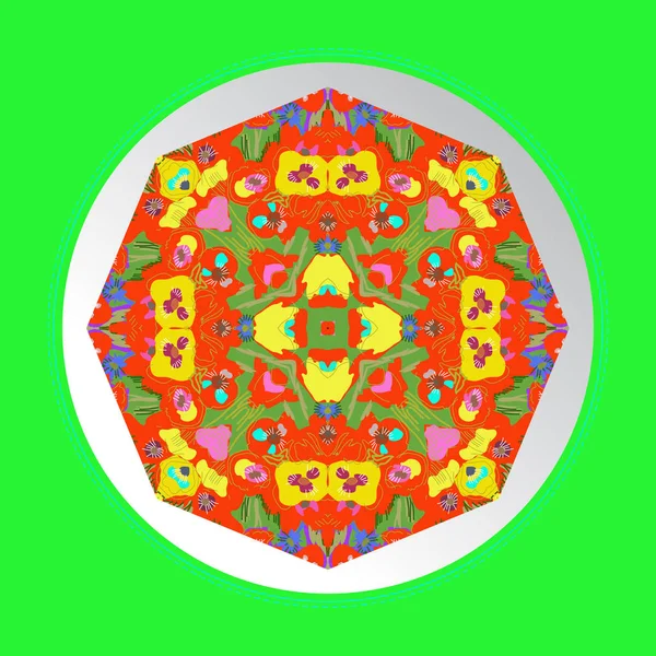 Tarjeta Con Patrón Circular Floral Ilustración Vectorial Simple — Vector de stock