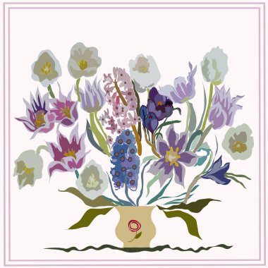 Çiçek dairesel desenli kart, sadece vektör illüstrasyon