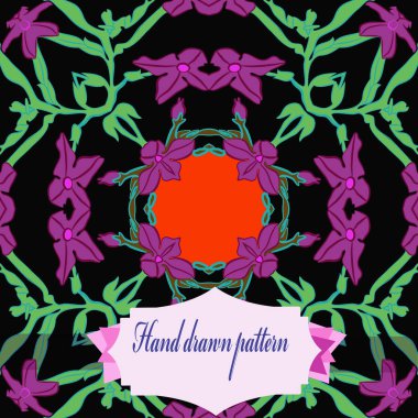 Çiçek motifi dairesel desenli kart, sadece vektör illüstrasyon