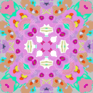 Çiçek motifi dairesel desenli kart, sadece vektör illüstrasyon