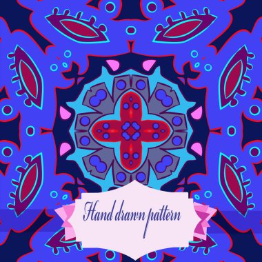 Çiçek motifi dairesel desenli kart, sadece vektör illüstrasyon