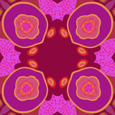 Renkli çiçek motifinin dairesel dikişsiz deseni