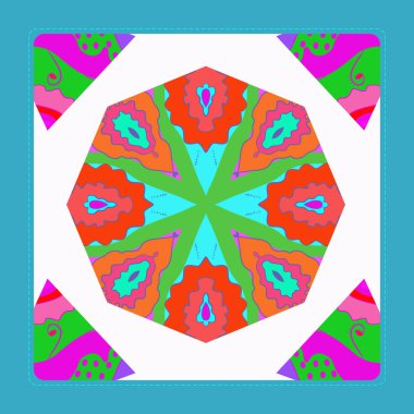 Çiçek dairesel desenli kart, sadece vektör illüstrasyon