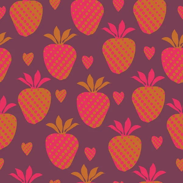 Nahtloses Muster Mit Farbigen Erdbeeren — Stockvektor