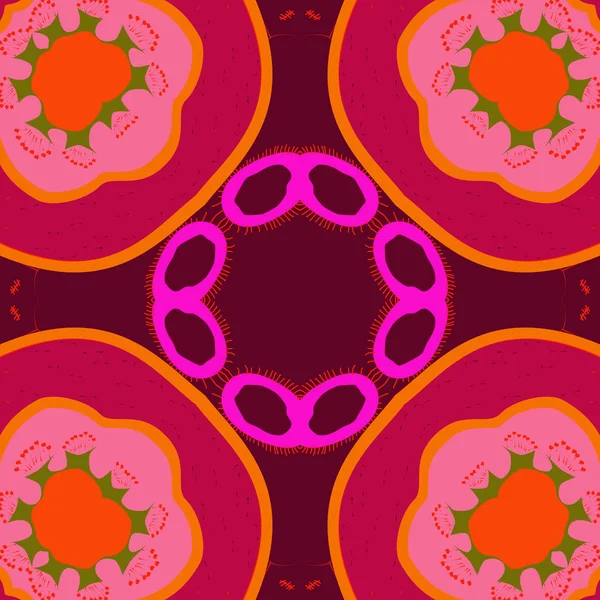 Patrón Circular Sin Costuras Motivo Floral Color Dibujado Mano — Archivo Imágenes Vectoriales