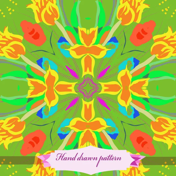 Çiçek motifinin dairesel dikişsiz deseni  