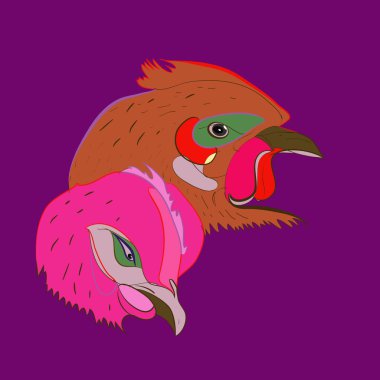 Soyut basit tavuk kafaları Dikişsiz desen