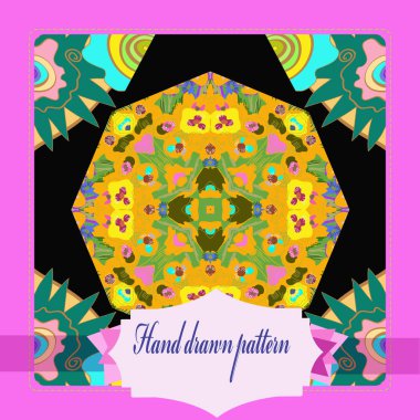 Çiçek dairesel desenli kart, sadece vektör illüstrasyon