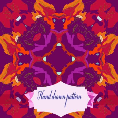 Çiçek motifi dairesel desenli kart, sadece vektör illüstrasyon