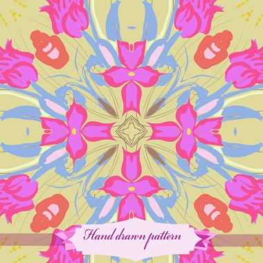 Çiçek motifinin dairesel dikişsiz deseni  