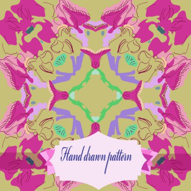 Çiçek motifi dairesel desenli kart, sadece vektör illüstrasyon