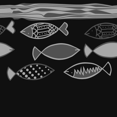 Arka planda sorunsuz balık seti