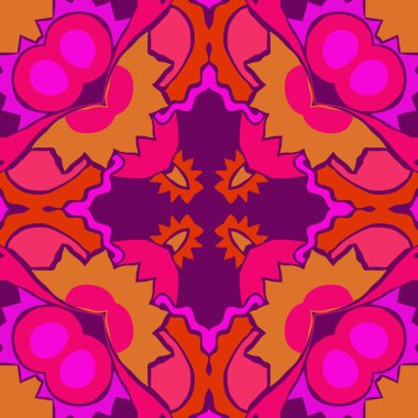 Çiçek motifi dairesel dikişsiz desen, sadece vektör illüstrasyon  