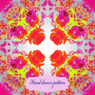 Çiçek renkli motifdairesel dikişsiz desen