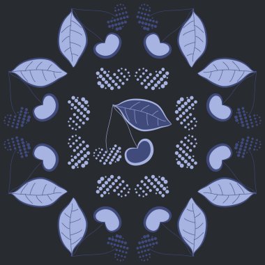 Renkli kiraz ve yaprakları ile Dikişsiz desen