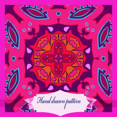 Çiçek motifi dairesel desenli kart, sadece vektör illüstrasyon