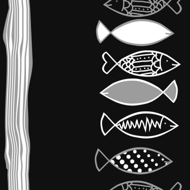 Arka planda sorunsuz balık seti