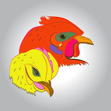 Soyut basit tavuk kafaları Dikişsiz desen