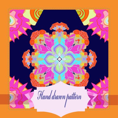 Çiçek dairesel desenli kart, sadece vektör illüstrasyon