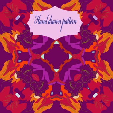 Çiçek motifi dairesel desenli kart, sadece vektör illüstrasyon