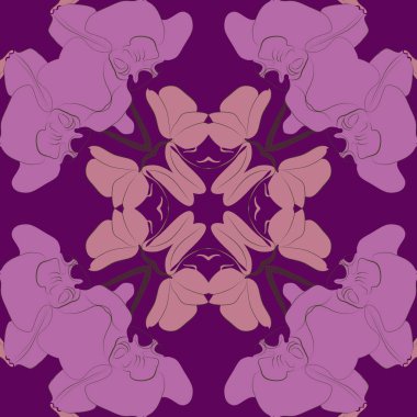 Çiçek motifi dairesel dikişsiz desen, sadece vektör illüstrasyon