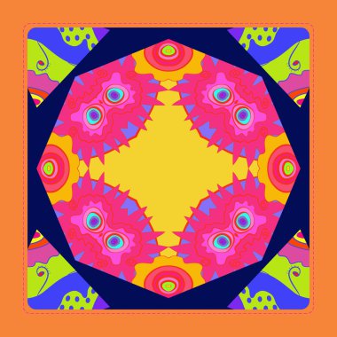 Çiçek motifli dairesel dikişsiz desen, fotokopi alanı