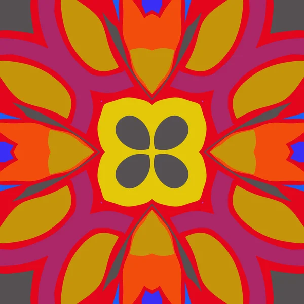 色付きの花モチーフの円形シームレスなパターン 手描き — ストックベクタ