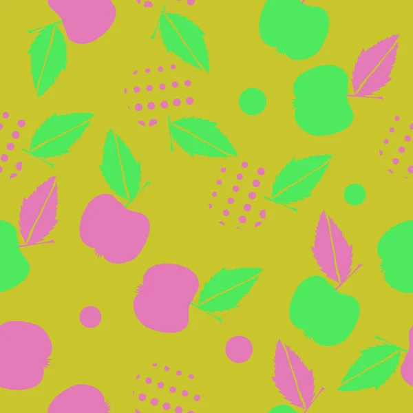 Modèle Sans Couture Avec Des Pommes Des Feuilles — Image vectorielle