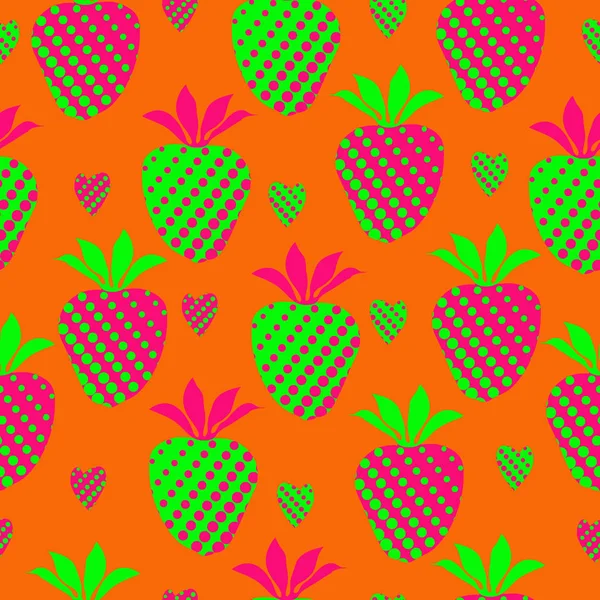 色付きイチゴのシームレスなパターン — ストックベクタ