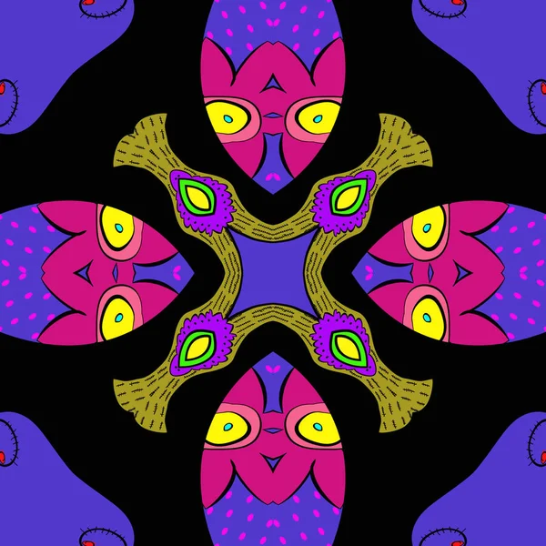 Modèle Circulaire Sans Couture Motif Floral Coloré — Image vectorielle
