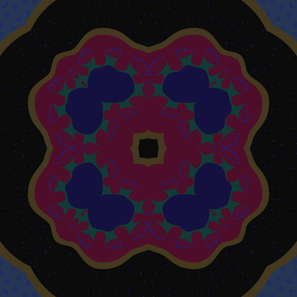 Циркулярный бесшовный рисунок цветочных мотивов, эллипсов, каракулей, этикеток
.  