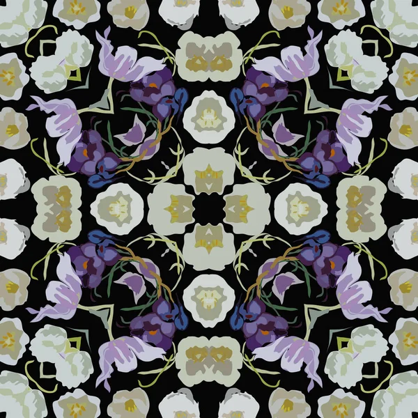 Modèle Circulaire Sans Couture Motif Floral Coloré — Image vectorielle