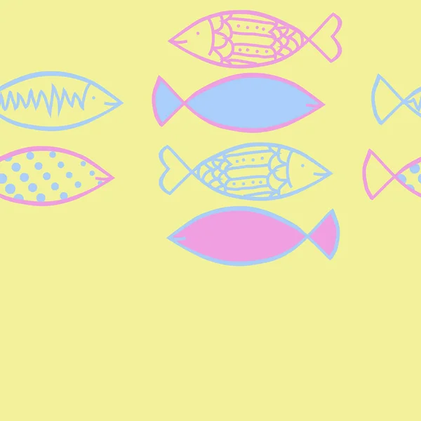 背景に魚のシームレスなセット — ストックベクタ