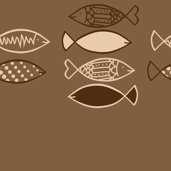 Seamless Set Fishes Background — Stock Vector