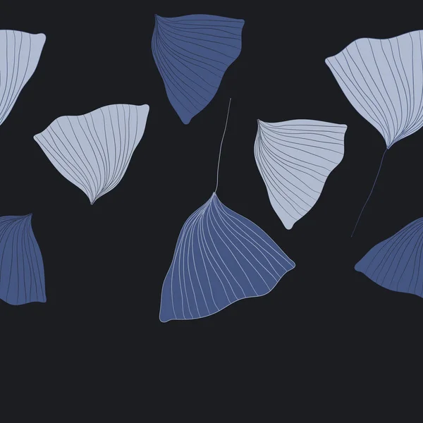 Blaue Vektorillustration Des Nahtlosen Musters Dekorativer Abstrakter Blätter Floraler Hintergrund — Stockvektor